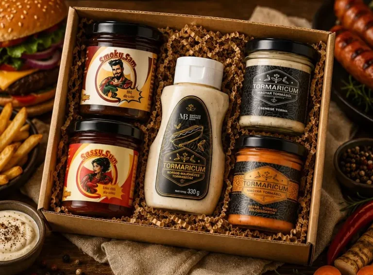 Geschenkidee für Burger-Fans: Die Burger & Meerrettich Geschenkbox mit ungarischer Feinkost
