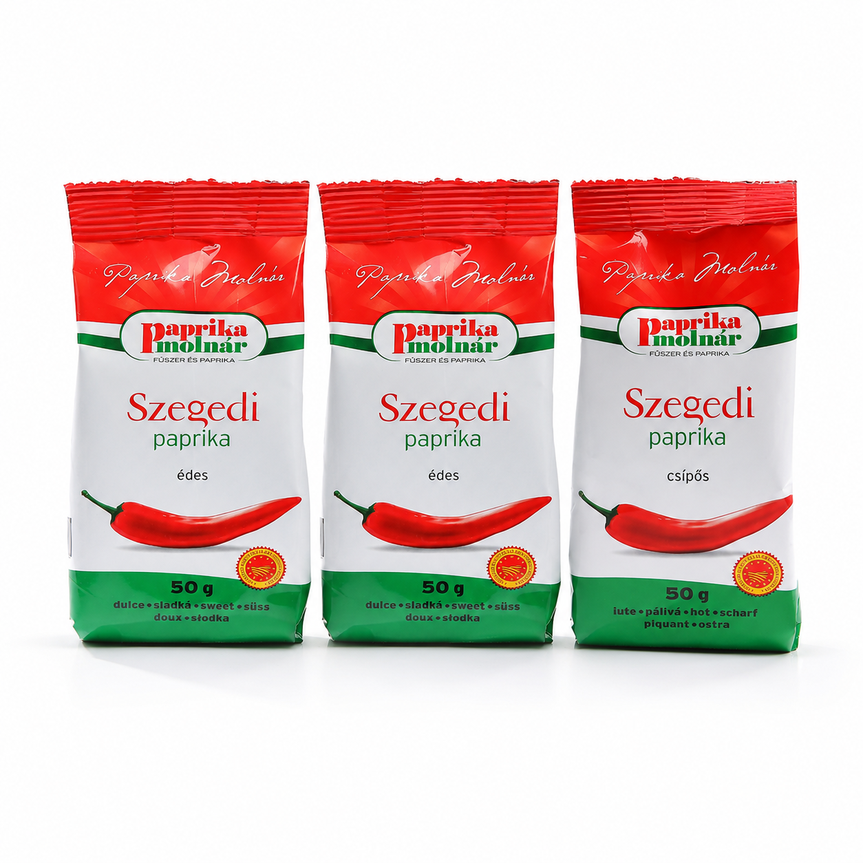 Szegedi Paprika 3er-Pack – 2 × edelsüß & 1 × scharf